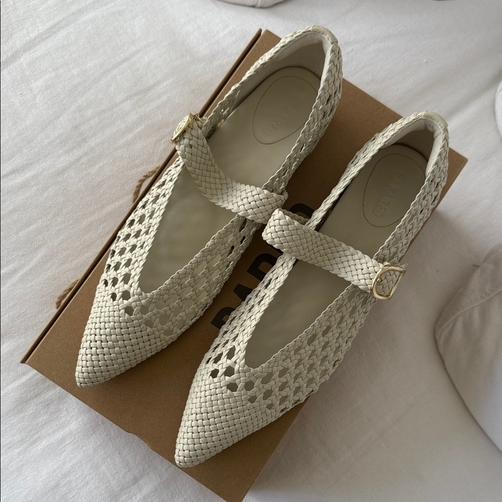 Bared Footwear Cream Woven Mules